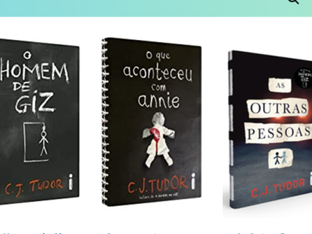 Coleção 3 livros de: 
C.J. Tudor

O homem de giz, 
O que aconteceu com Annie, 
As outras pessoas