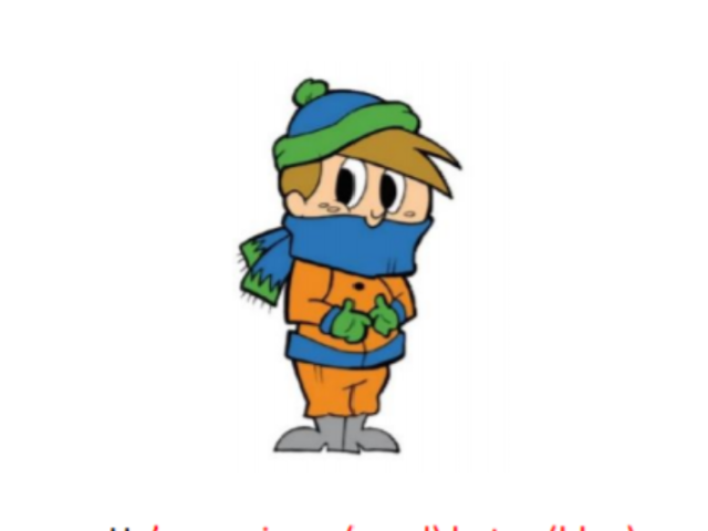 He's wearing: a hat; mittes; earmuffs; sweatshirt; scarf and raincoat.