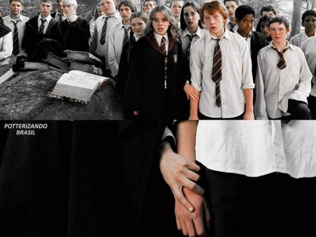 Duas fotos em uma πππ( sim eu sou fΓ£ de Harry Potter e sim eu shippo romione )
