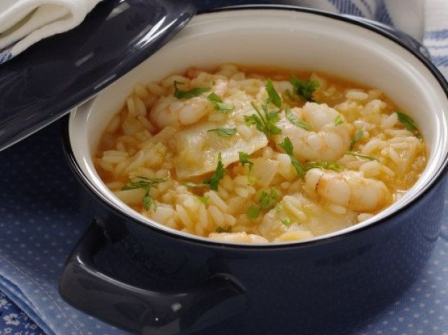 Arroz de bacalhau com camarão