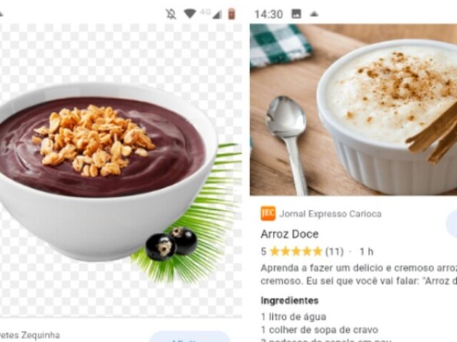 Açaí e arroz doce