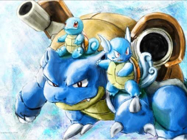 Squirtle, wartortle, blastoise