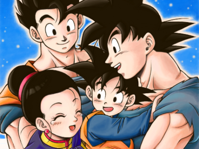 Goku,Chi Chi,Gohan,Goten