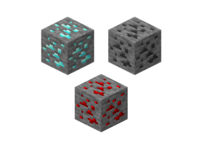 Diamante, Carvão e Redstone