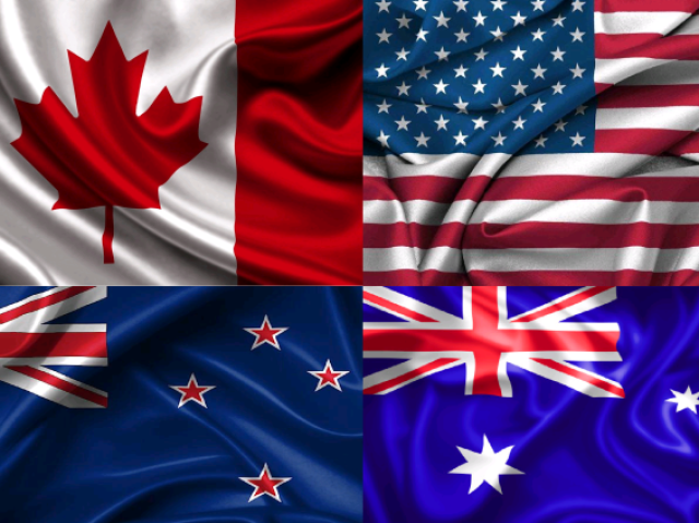 CANADA,ESTADOS UNIDOS,NOVA ZELANDIA E AUSTRALA