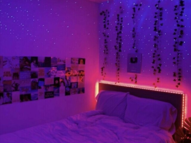Quarto tropical com leds