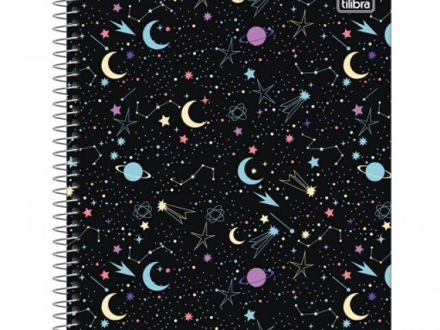 2-Caderno Preto Com Estrelas,Lua