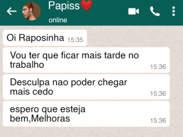 Peguei o telefone,abri no Whats,Li e respondi