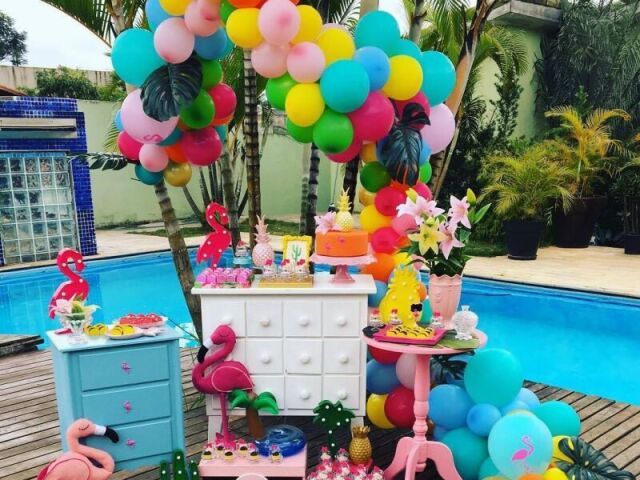Festa de flamingo.