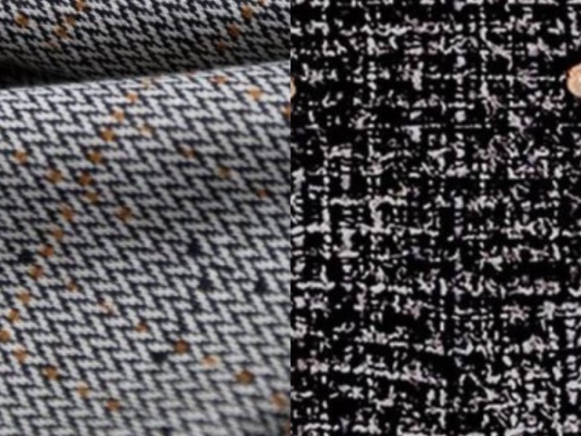 Feitas com a trama do tecido como jacquards e tweed. Elegância em primeiro lugar