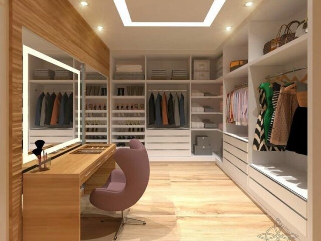 Um closet muito moderno e organizado