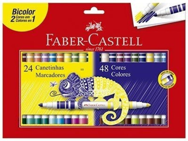 Caneta hidrográfica 48 cores (24 bicolor) Faber Castell