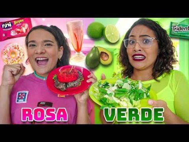 24 horas comendo comidas verdes e rosa