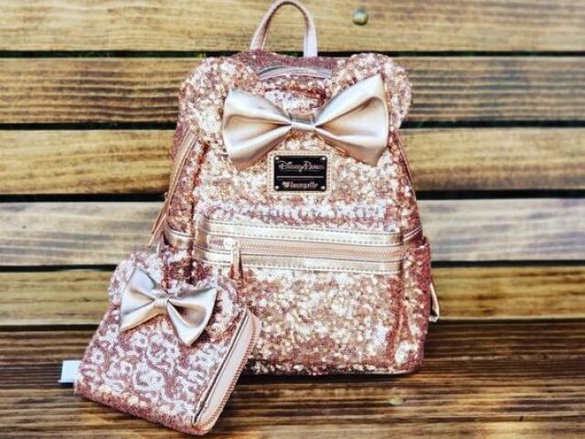 Mochila rose com glitter