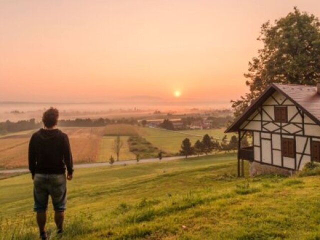 Uma vida calma no campo, cheio de gansos