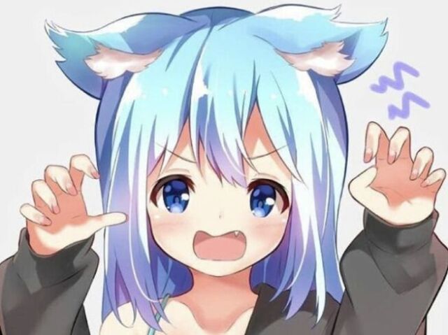 Cute Blue Haired Neko