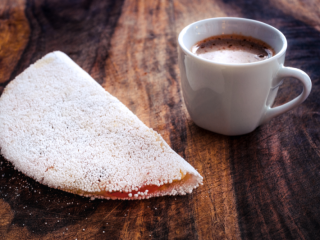 tapioca com café (hummm q diliça)