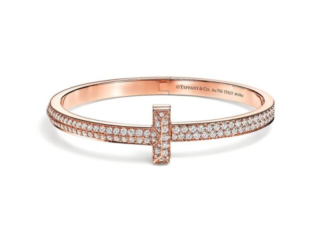 Pulseira articulada Tiffany T T1 grande com diamantes