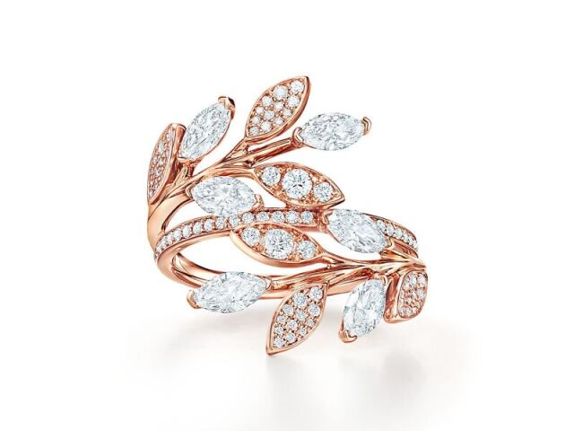 Anel bypass Vine com diamante Tiffany Victoria em ouro rosa 18k