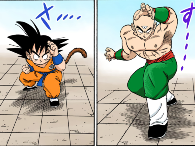 Tenta enfrentar o Tenshihan mesmo sabendo que pode perder e que o tenshihan possa pegar as esferas que goku já havia conseguido.