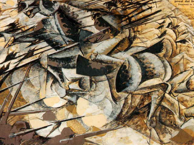 Carga dos Lanceiros (1915) de Umberto Boccioni.