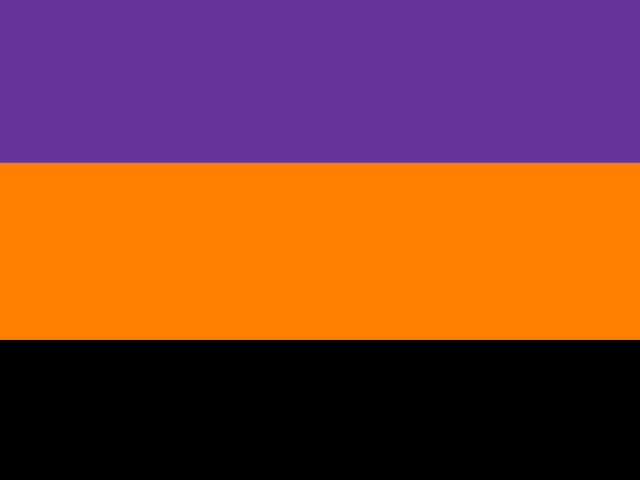 Roxo, preto e laranja