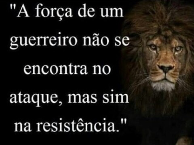 A Força de um guerreiro não se encontra no ataque, mas sim da resistência.