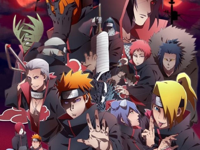 Kisame, Itachi, kakusu, zetsu, pain, Konan, Sasori,Hixam, Deidara, Orochimaru, Tobi 11menbros