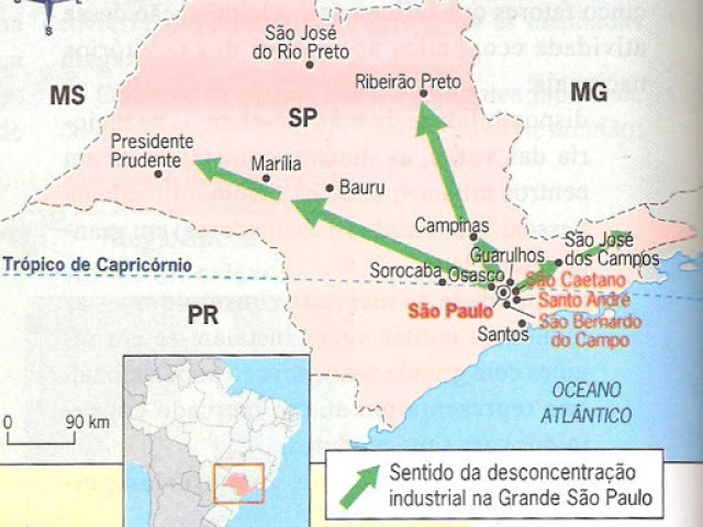 a desconcentração espacial da indústria e da tecnologia que pode estar em qualquer parte do globo.