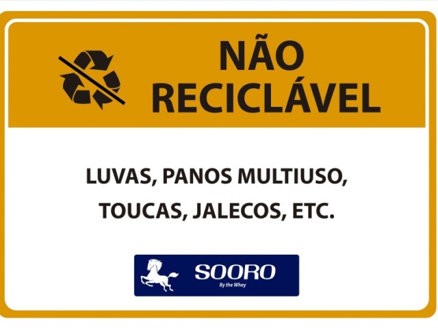 Deve ser descartado nas lixeiras para resíduos não recicláveis - laranja