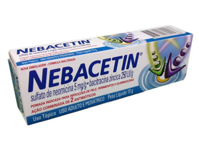 Nebacetin - Discrição: para infecções de pele ferimentos e queimaduras - Idade : uso adulto