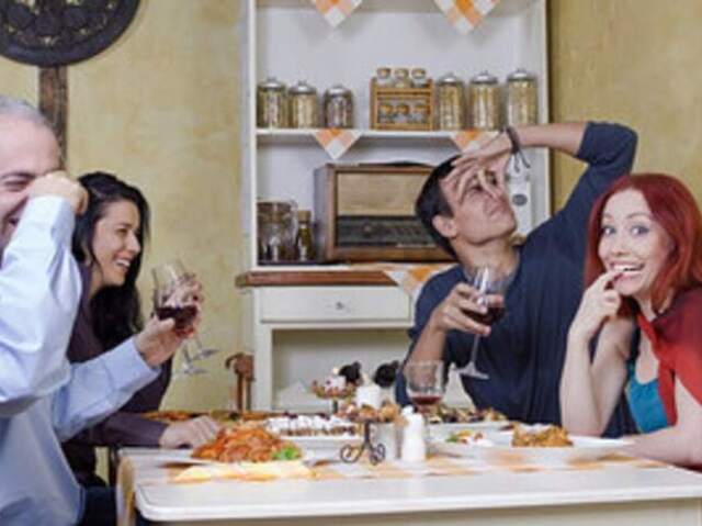 Durante um almoço