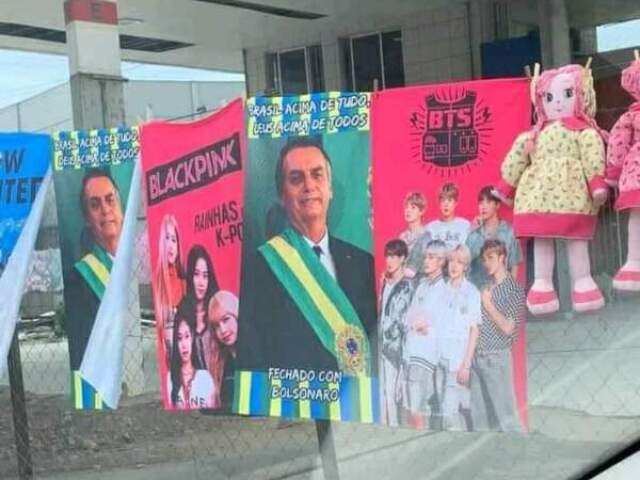 Toalha do bolsonaro, BTS e blackpink vendendo juntoskkkkk