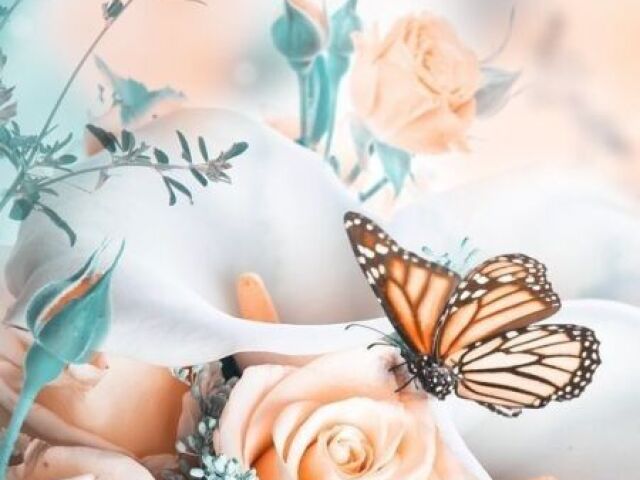 wallpaper flower and butterfly