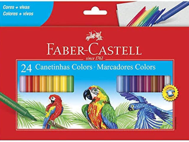 Canetinhas (Hidrocores)
Faber castell 
24 cores