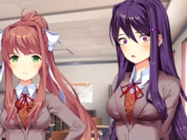 Monika é a mais baixa do Clube de literatura e Yuri é a mais alta