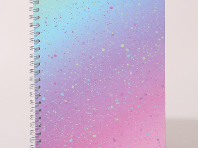 Caderno "sereia", com cores bem leves