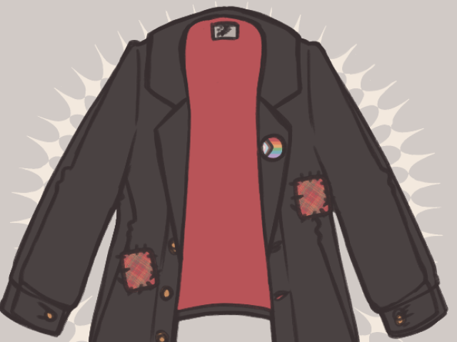 Old black jacket you've patched up multiple times