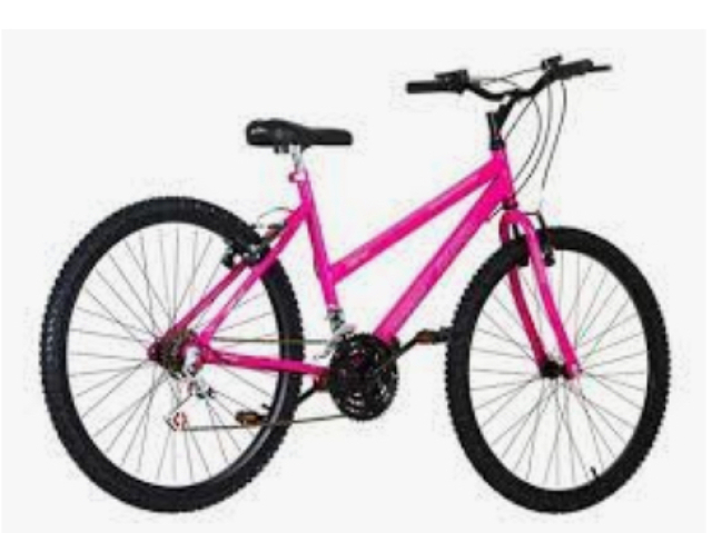 Bicicleta rosa (não está pendurada)