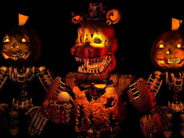 Jack-o-chica, Jack-o-bonnie, nightmare mangle, Jack-o-freddy,grim foxy e nightmare ballon boy