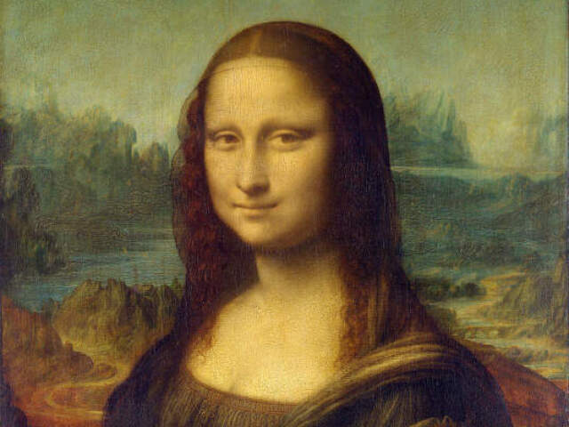 Leonardo da Vinci (1452 - 1519) com a obra Mona Lisa (1503/06)