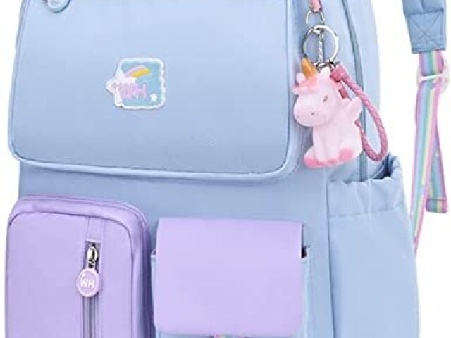 (N liguem a imagem cortada)Mochila de unicornio bem colorida, com cores pastéis