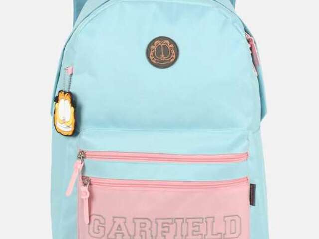 Mochila do Garfield azul e rosa bem bonitinha♡~♡