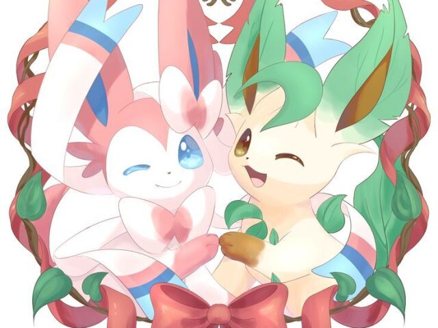 sylveon+leafeon=💗