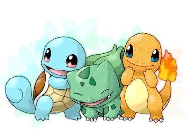 squirtle, 
bulbasaur, charmander