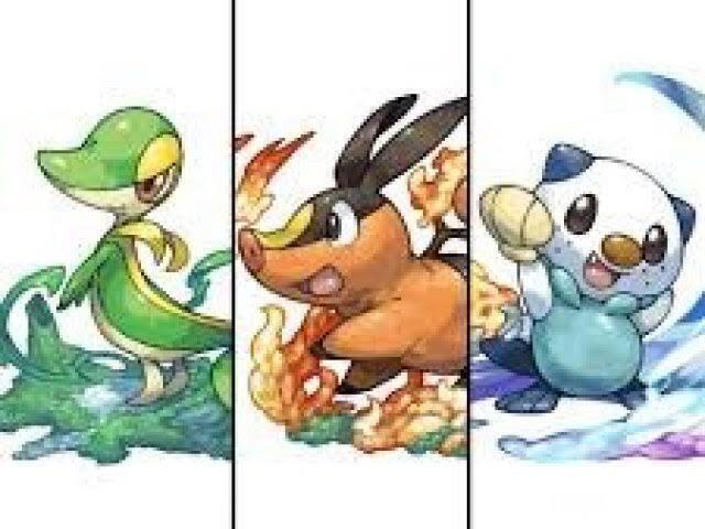 snivy, 
tepig, 
oshawott