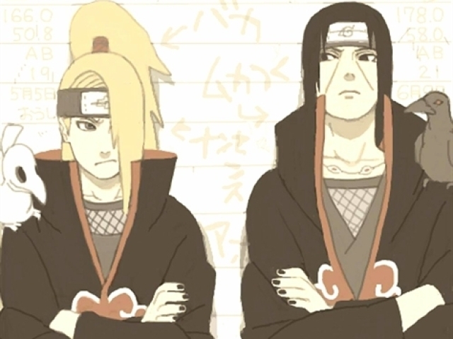 Em uma batalha entre Deidara e Itachi vs Kakashi e Guy, Itachi se exibe e depois fala que a explosão dele e muito insignificante ao Sharingan.