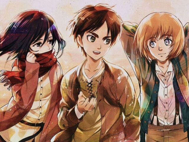 eren, mikasa e armin