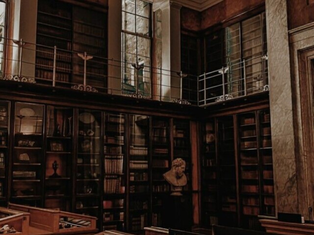 Uma biblioteca cheia de livros.