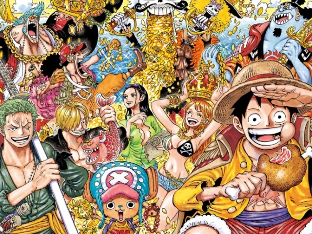 Monkey D.Luffy, Roronoa Zoro, Sanji Vinsmoke, Nico Robin, Tony Tony Chopper, Nami, Brook, Usopp, Cutty Flam (Franky), Jinbei